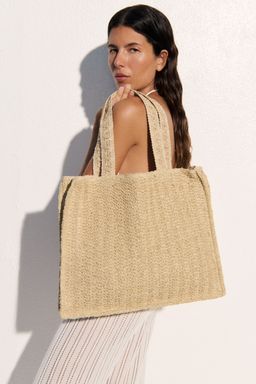 H&M - Women Beige Straw Shopper Bag