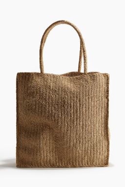 H&M - Men Beige Straw Shopper Bag