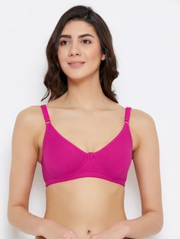 Clovia - Non-padded Non-wired Full Figure Bra In Dark Pink- Cotton