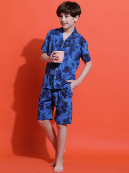 Lil Tomatoes - Boys Blue Camouflage Cotton Shirt and Short (Set of 2)