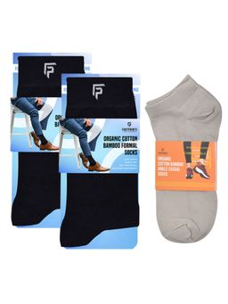 Footprints - Odour Free Organic Cotton & Bamboo 2 Men Formal & 1 Ankle Casual Socks Pack of 3