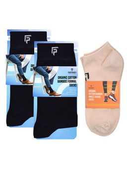 Footprints - Odour Free Organic Cotton & Bamboo 2 Men Formal & 1 Ankle Casual Socks Pack of 3