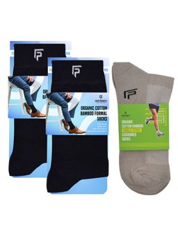 Footprints - Odour Free Organic Cotton & Bamboo 2 Men Formal & 1 Ankle Terry Socks - Pack of 3