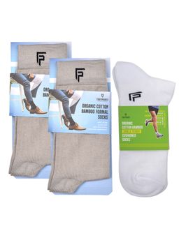 Footprints - Odour Free Organic Cotton & Bamboo 2 Men Formal & 1 Ankle Terry Socks - Pack of 3