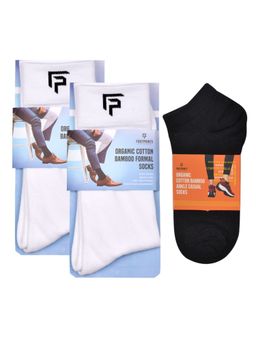 Footprints - Odour Free Organic Cotton & Bamboo 2 Men Formal & 1 Ankle Casual Socks Pack of 3