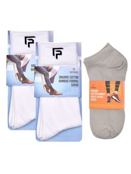 Footprints - Odour Free Organic Cotton & Bamboo 2 Men Formal & 1 Ankle Casual Socks Pack of 3