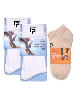 Footprints - Odour Free Organic Cotton & Bamboo 2 Men Formal & 1 Ankle Casual Socks Pack of 3