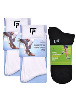 Footprints - Odour Free Organic Cotton & Bamboo 2 Men Formal & 1 Ankle Terry Socks - Pack of 3