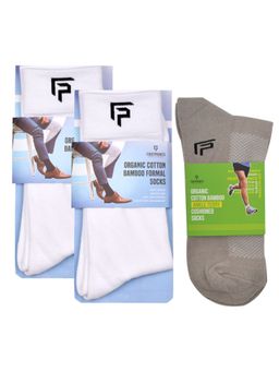 Footprints - Odour Free Organic Cotton & Bamboo 2 Men Formal & 1 Ankle Terry Socks - Pack of 3