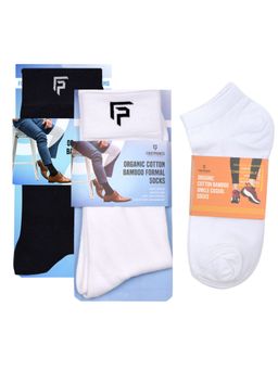 Footprints - Odour Free Organic Cotton & Bamboo 1 Men Formal & 2 Ankle Casual Socks Pack of 3