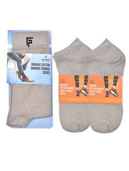 Footprints - Odour Free Organic Cotton & Bamboo 1 Men Formal & 2 Ankle Casual Socks Pack of 3