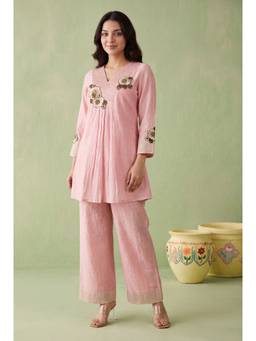 WOOMN - Pink Linen Floral Co-Ord Set