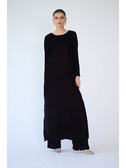 Khushboo & Pankaj - Black Midnight Pearl Velvet Kurta with Pant