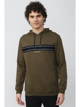 Van Heusen - Men Olive Stripe Hooded Neck Sweatshirt