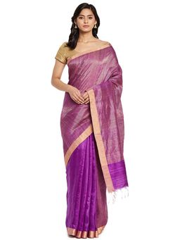 Fabindia - Purple Hand Woven Silk Blend Sari
