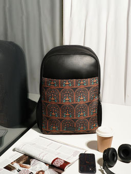 Zouk - Royal Indian Peacock Motif Unisex Backpack Brown