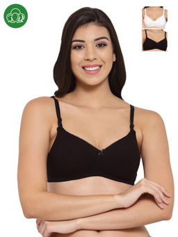 Inner Sense - Organic Cotton Antimicrobal Padded T-Shirt Bra -Pack Of 3 -Multi-Color