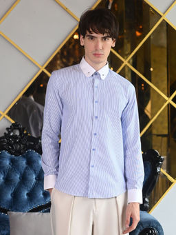 Odette - Blue Stripes Cotton Formal Shirt for Men