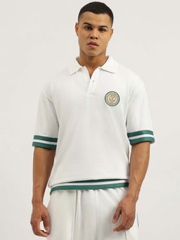 United Colors of Benetton - Men Solid White Collar Neck Polo T-Shirt