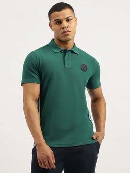 United Colors of Benetton - Men Solid Green Collar Neck Polo T-Shirt
