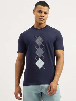 United Colors of Benetton - Men Printed Blue Crew Neck T-Shirt