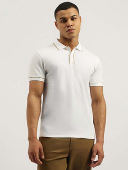 United Colors of Benetton - Men Solid White Collar Neck Polo T-shirt
