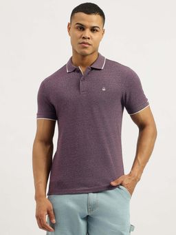 United Colors of Benetton - Men Solid Purple Collar Neck Polo T-shirt