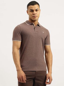 United Colors of Benetton - Men Solid Brown Collar Neck Polo T-shirt