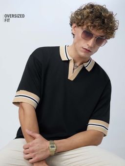 The Souled Store - Originals Rich Black Men Oversized Polo T-shirt