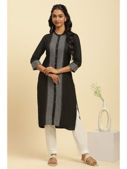 W - Black Embroidered Kurta