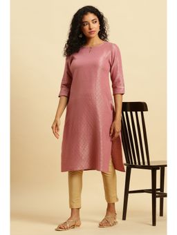 W - Pink Woven Kurta