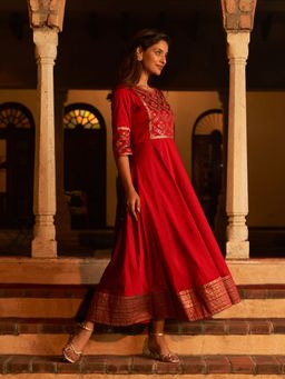 W - Red Embroidered Dress