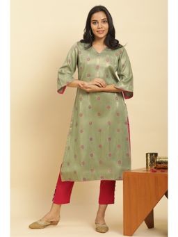 W - Green Floral Kurta