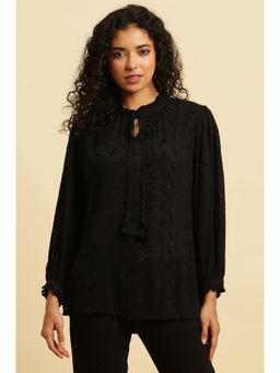 W - Black Embroidered Top