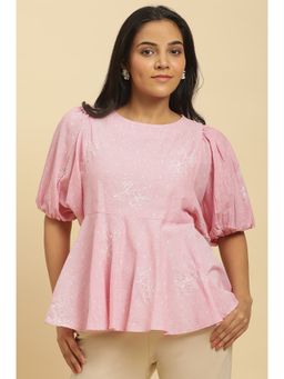 W - Pink Embroidered Top