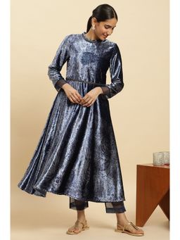 WISHFUL by W - Blue Paisley Kurta & Straight Pants (Set of 2)
