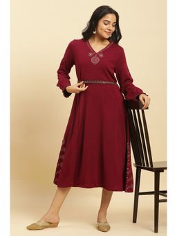 W - Maroon Embroidered Kurta