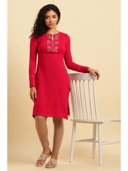 W - Pink Embroidered Kurta