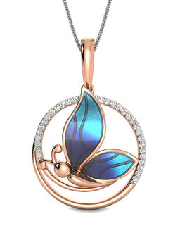 Candere by Kalyan Jewellers - 18K BIS Hallmark Rose Gold and Diamond Butterfly Pendant