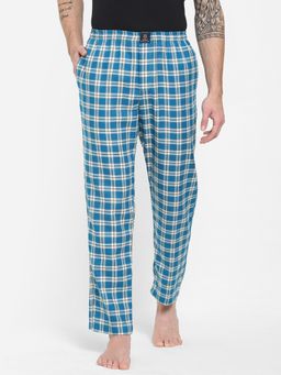 Urban Scottish - Mens Blue Cotton Checks Lounge Pants