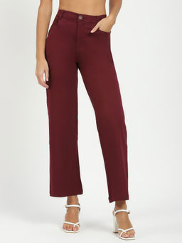 Global Republic - Women Wine Solid Casual Trouser