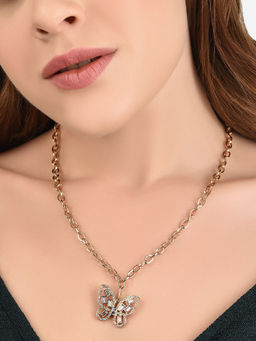 Lilly & Sparkle - Gold Toned Chain with Stone Studded Butterfly Charm