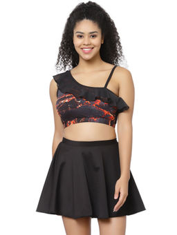Cukoo - Padded Black Two Piece Skirtini Swimwear (Set of 2)