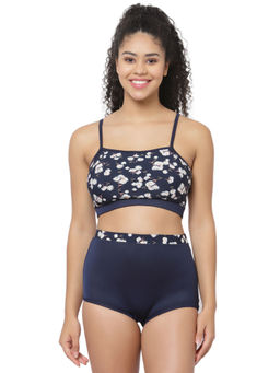 Cukoo - Padded Floral Printed Blue Tankini (Set of 2)