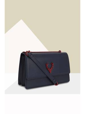 Buy Allen Solly Women Casual Solid Navy Blue Sling Bag Online