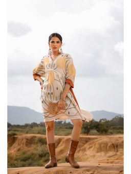 CUSTARD - Cream Embroidered Dress for Women