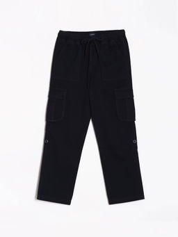 Allen Solly - Boys Black Solid Regular Fit Solid Trouser
