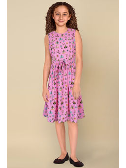 Allen Solly - Girls Pink Print Regular Fit Casual Dress (Set of 2)