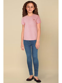 Allen Solly - Girls Pink Solid Casual T-Shirt