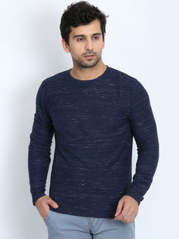 LINDBERGH - Navy Blue Solid Round Neck Sweat Shirt
